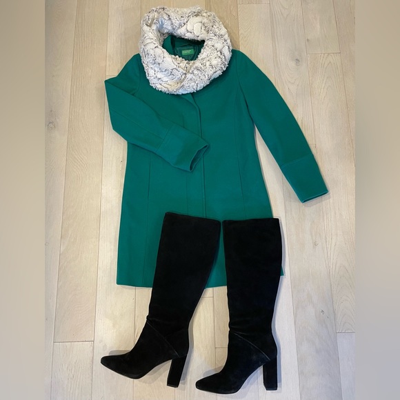 NWOT • Benetton Elegant Green Coat SIZE 6 - Picture 4 of 5